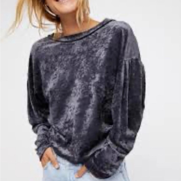 We The Free Charcoal Velvet Top - Picture 1 of 4